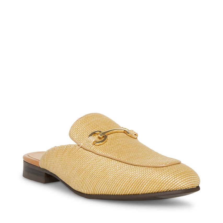 Mulas Steve Madden Mateo Natural Raffia Hombre Doradas | ES GV214E